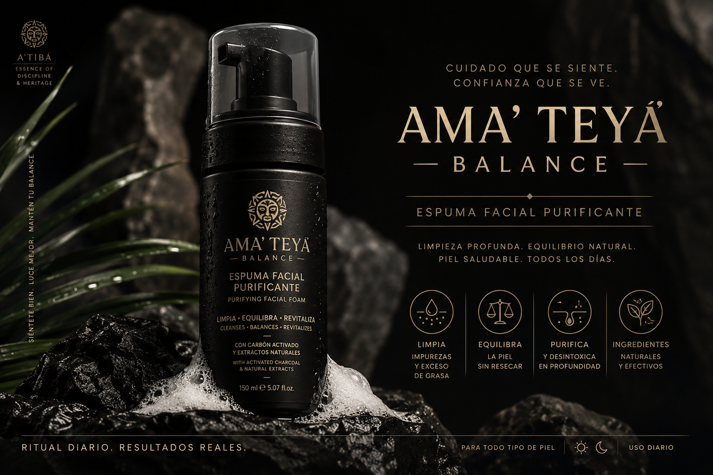 Ama' Teyá Balance foaming cleanser — handmade in Yauco Puerto Rico by A'Tibá Skincare