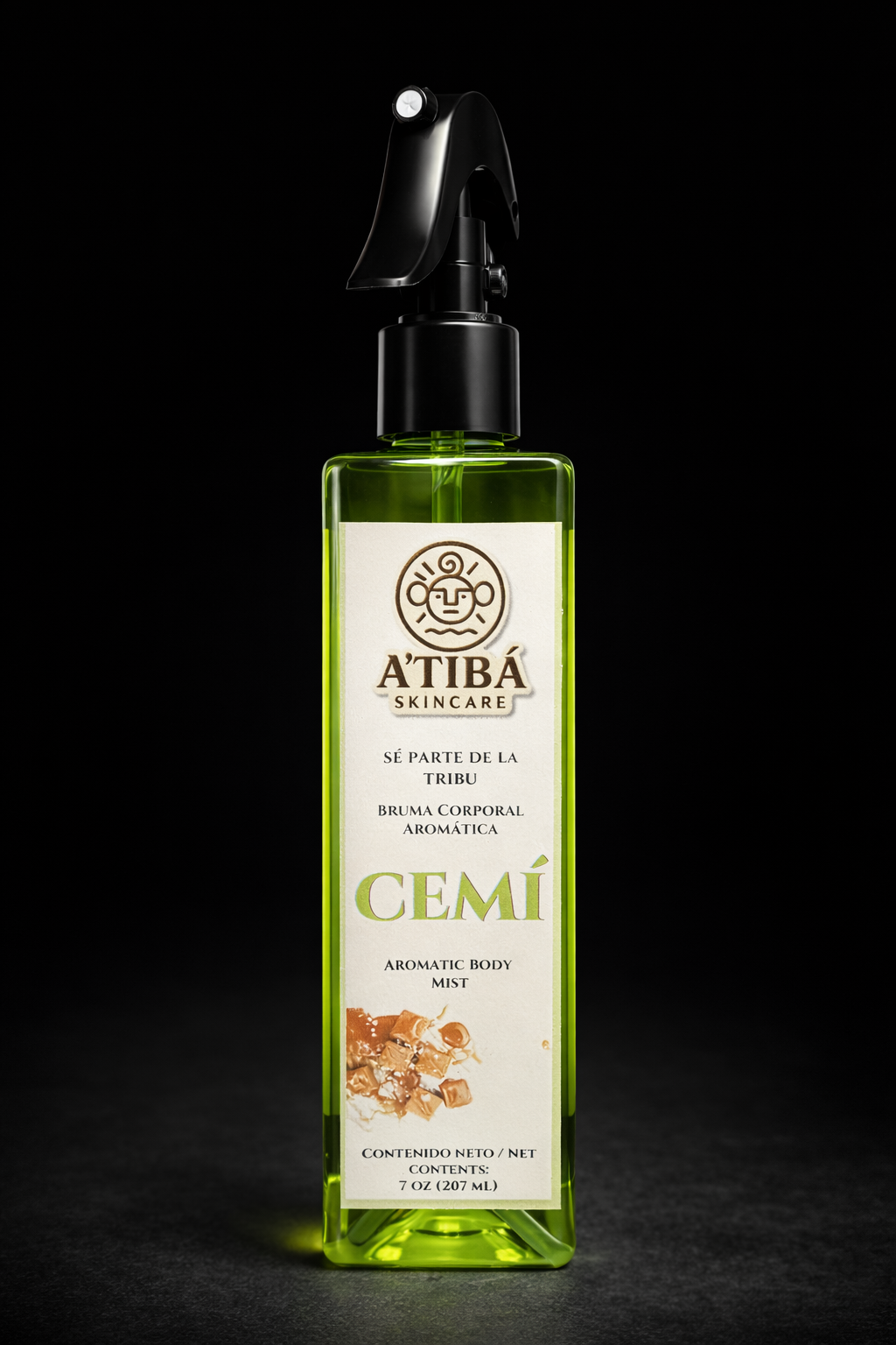 Cemí Boom Body Mist hero image — tropical gourmand luxury fragrance mist by A'Tibá Skincare