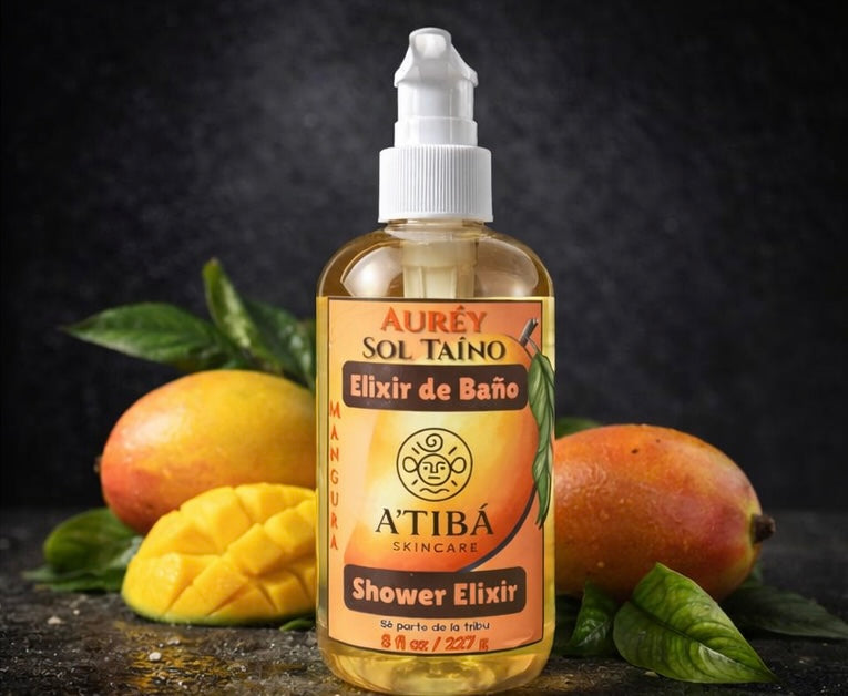Mango tropical inspiration for Auréy Sol Taíno Mangura shower elixir by A'Tibá Skincare