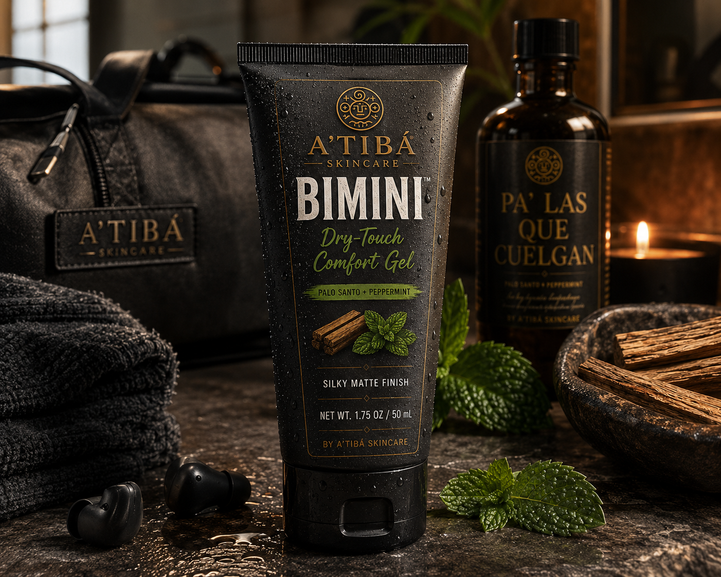 BIMINI Dry-Touch Comfort Gel — Palo Santo and Peppermint handmade in Puerto Rico by A'Tibá Skincare