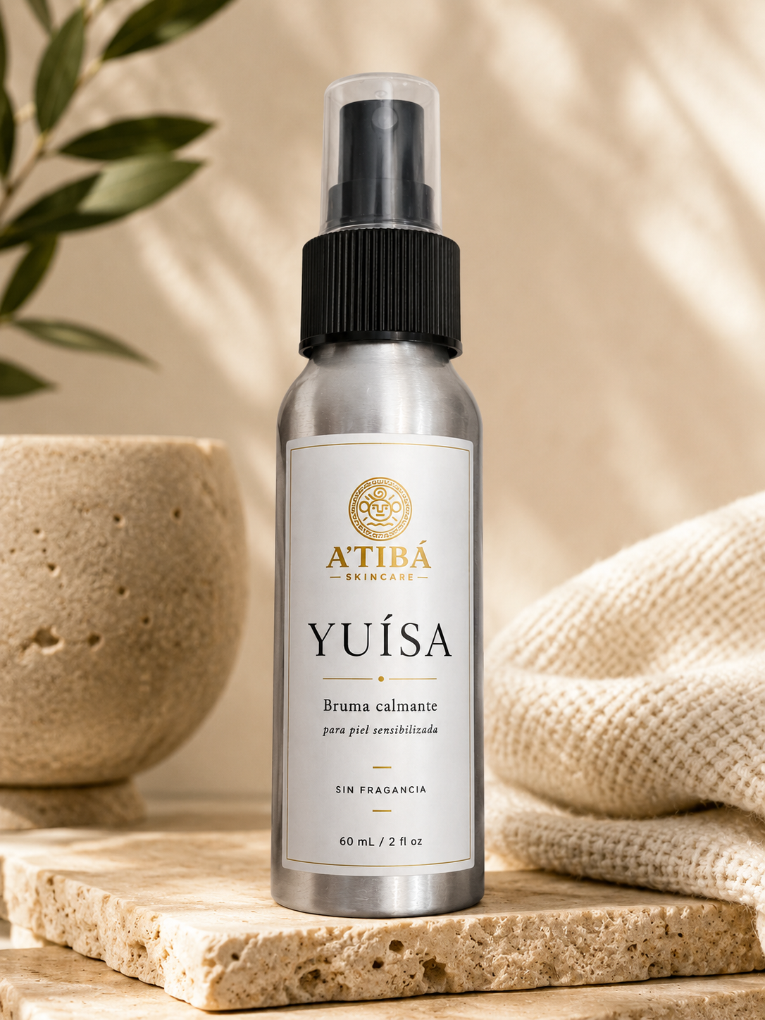 YUÍSA Post-Treatment Recovery Mist by A'TIBÁ Skincare — benefits infographic showing post-shave, sensitive areas, redness relief and hydration