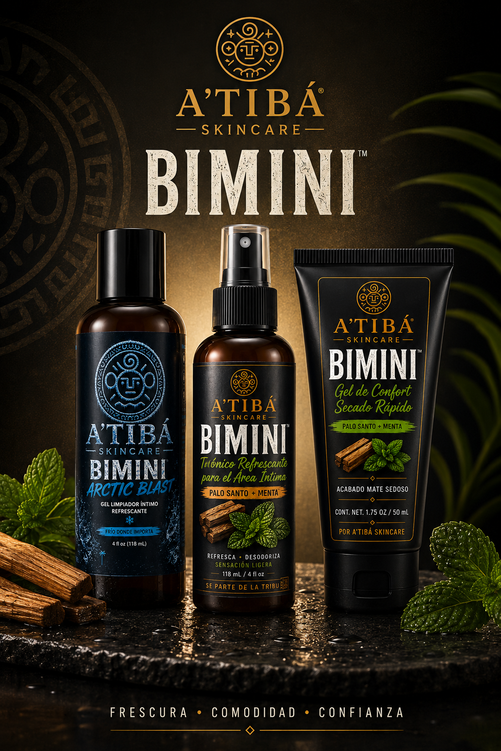 BIMINI™ Complete Ritual lifestyle — 3-step intimate grooming ritual handmade in Puerto Rico by A'Tibá Skincare