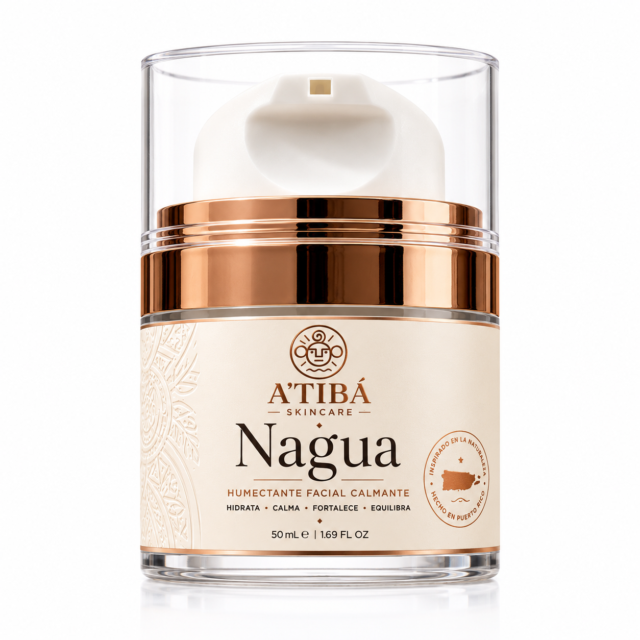 NAGUA™ Luxury Soothing Face Moisturizer — Johnny Alvarez, founder and formulator of A'TIBÁ Skincare, applying NAGUA face moisturizer — Hidratación que se siente, Puerto Rico