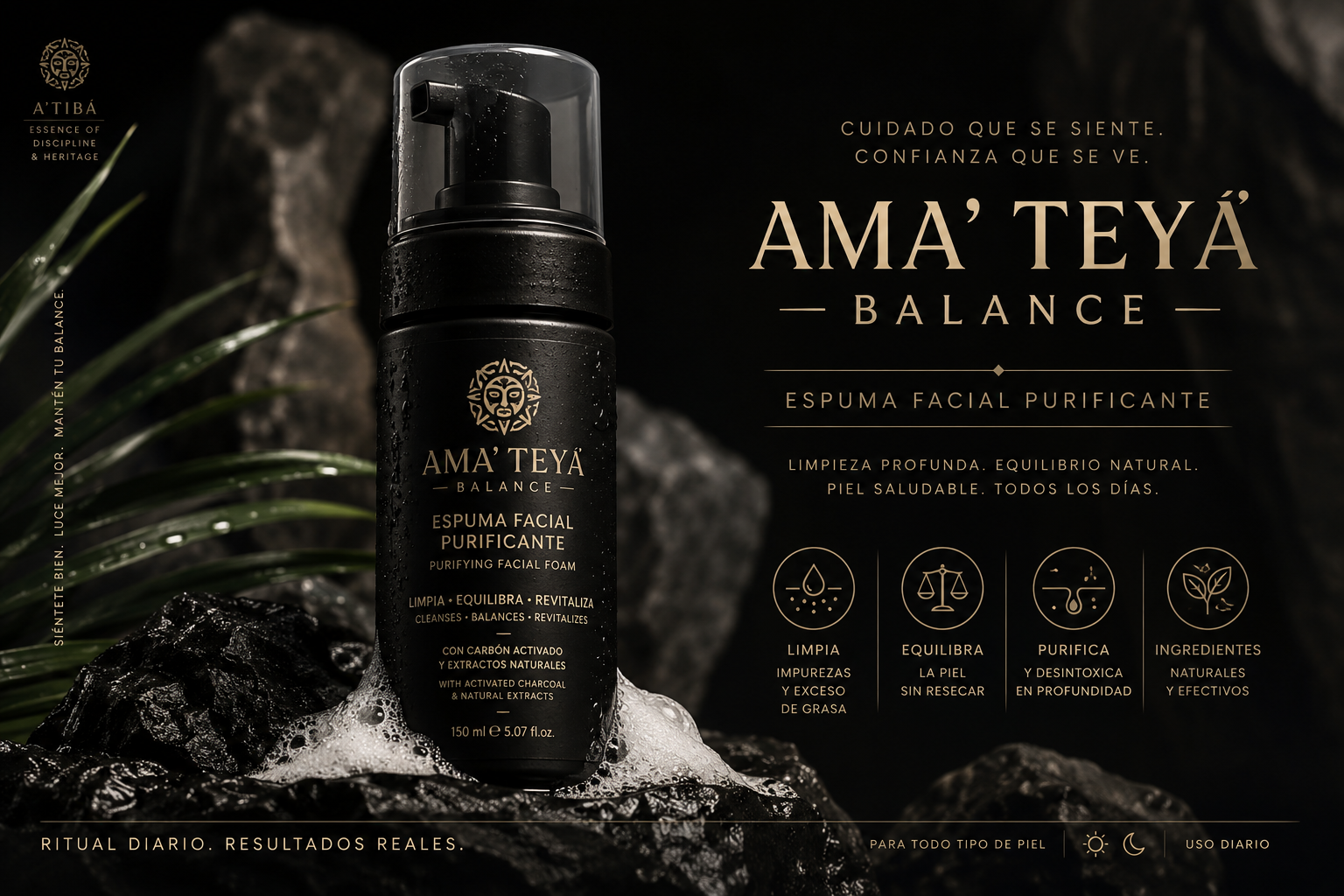 Ama' Teyá Balance foaming cleanser — handmade in Yauco Puerto Rico by A'Tibá Skincare