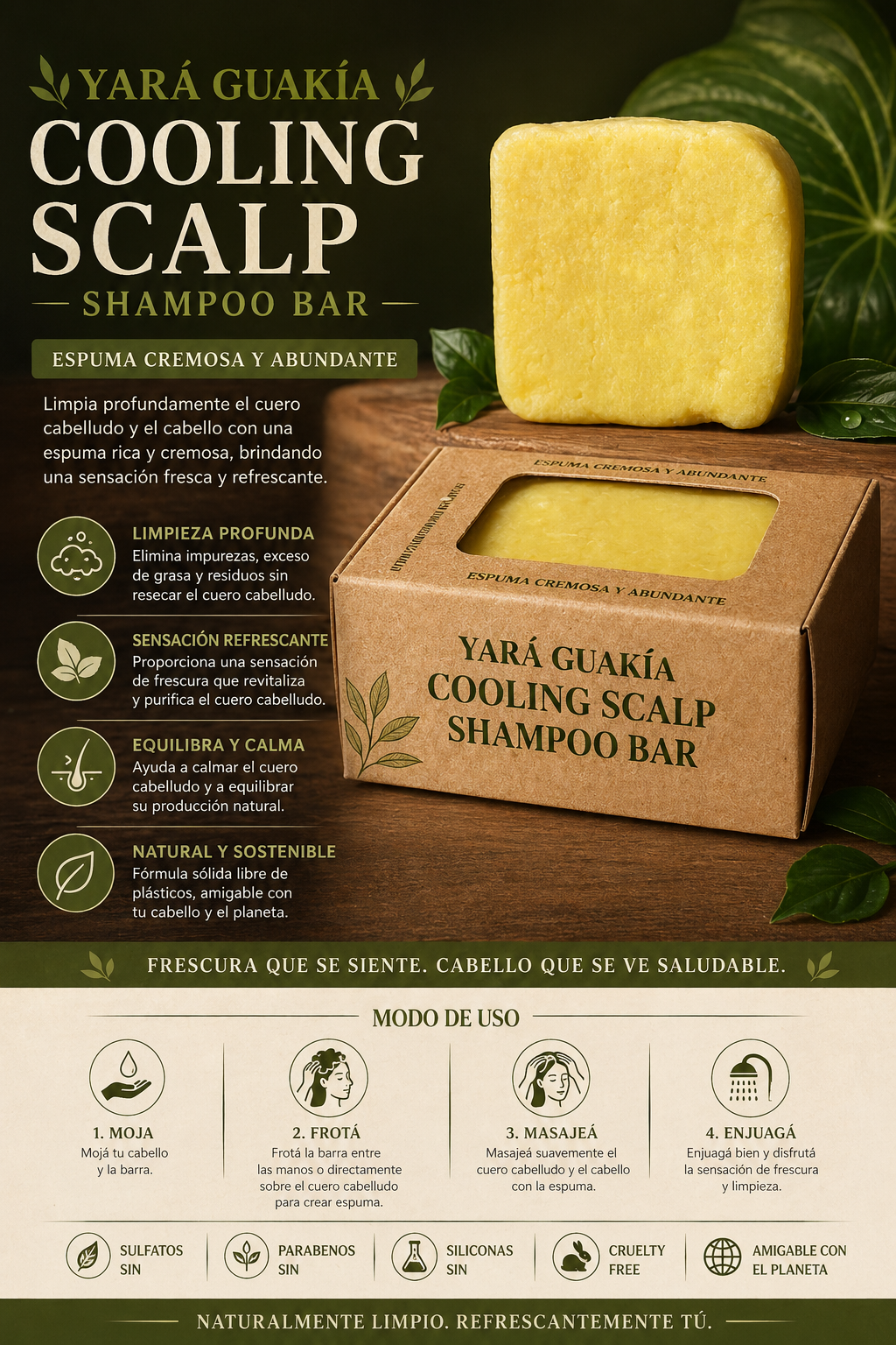Yará Guakia Cooling Scalp Shampoo Bar by A'Tibá Skincare — hero image