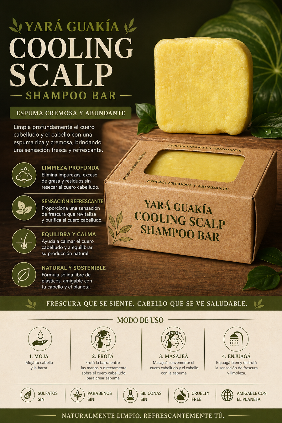 Yará — Guakia · Barra de Champú Refrescante / Cooling Scalp Shampoo Bar