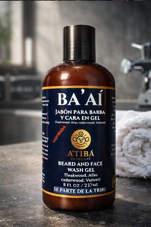 Ba’aí – Beard & Face Wash Gel | Ceiba (Vetiver, Teakwood, Atlas Cedar) – 8 oz