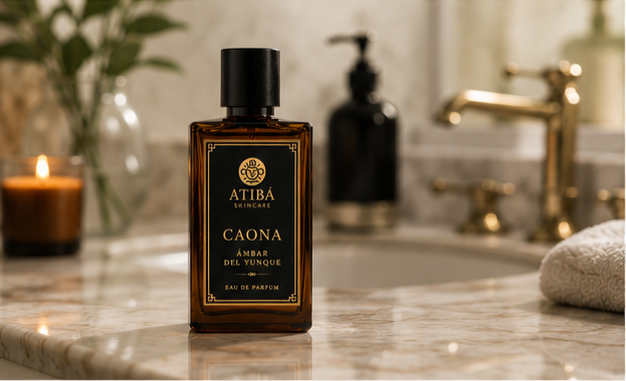CAONA EDP lifestyle bathroom shot — handmade in Yauco Puerto Rico