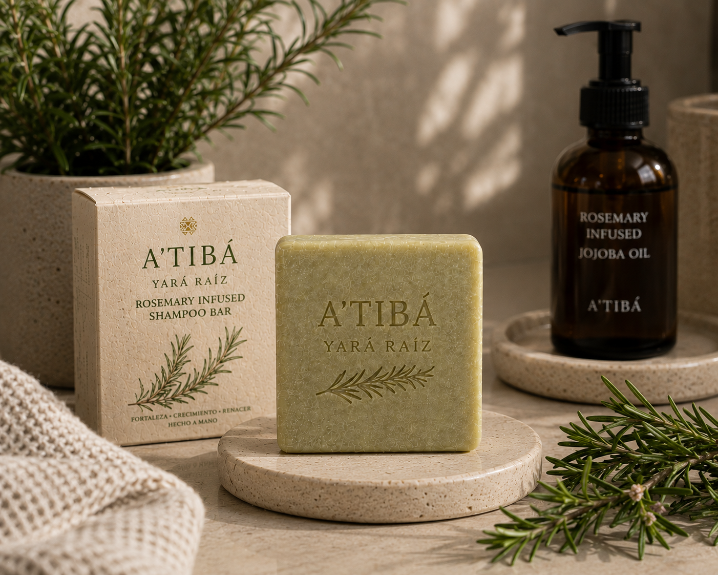 Yará — Raíz · Barra de Champú Revitalizante con Romero / Rosemary Scalp Revitalizing Shampoo Bar