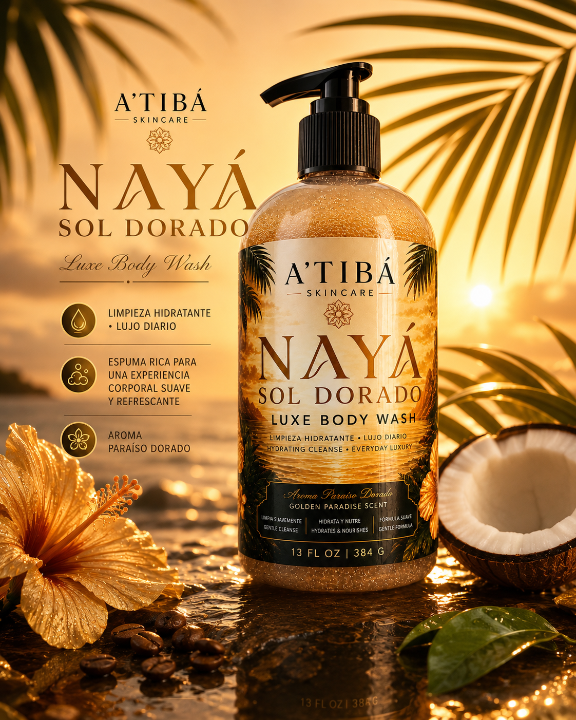 NAYÁ Sol Dorado Luxury Gel-Cream Body Wash — hero product image